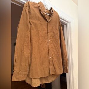 Tricots St Raphael Tan micro corduroy button down 100% cotton shirt